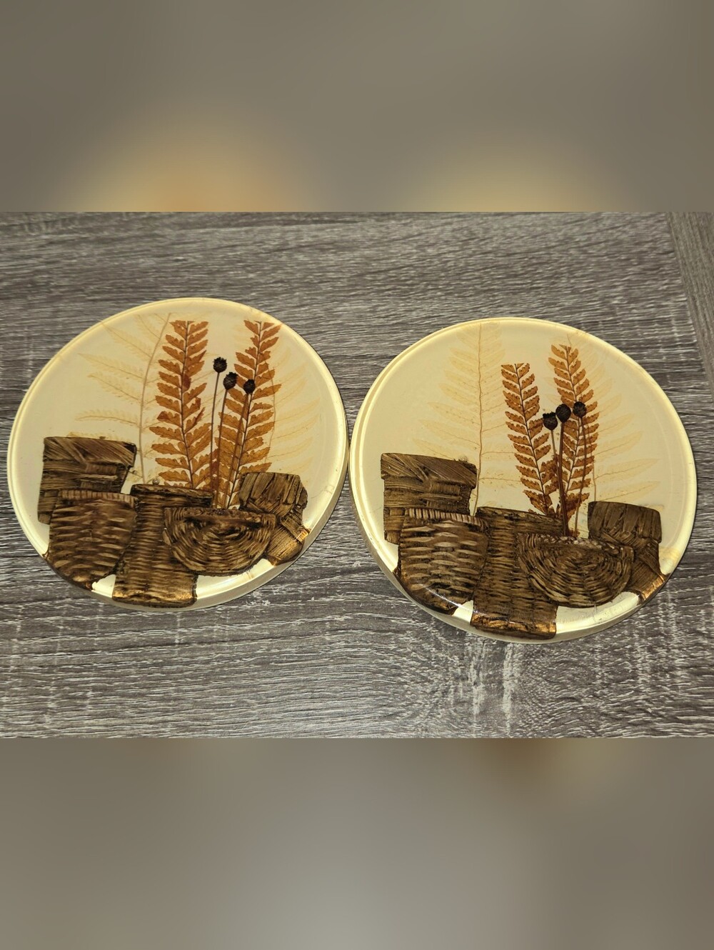 Vintage Set of 2 Lucite Acrylic Resin Trivet Hot Plates Mid Century Retro 1970s.